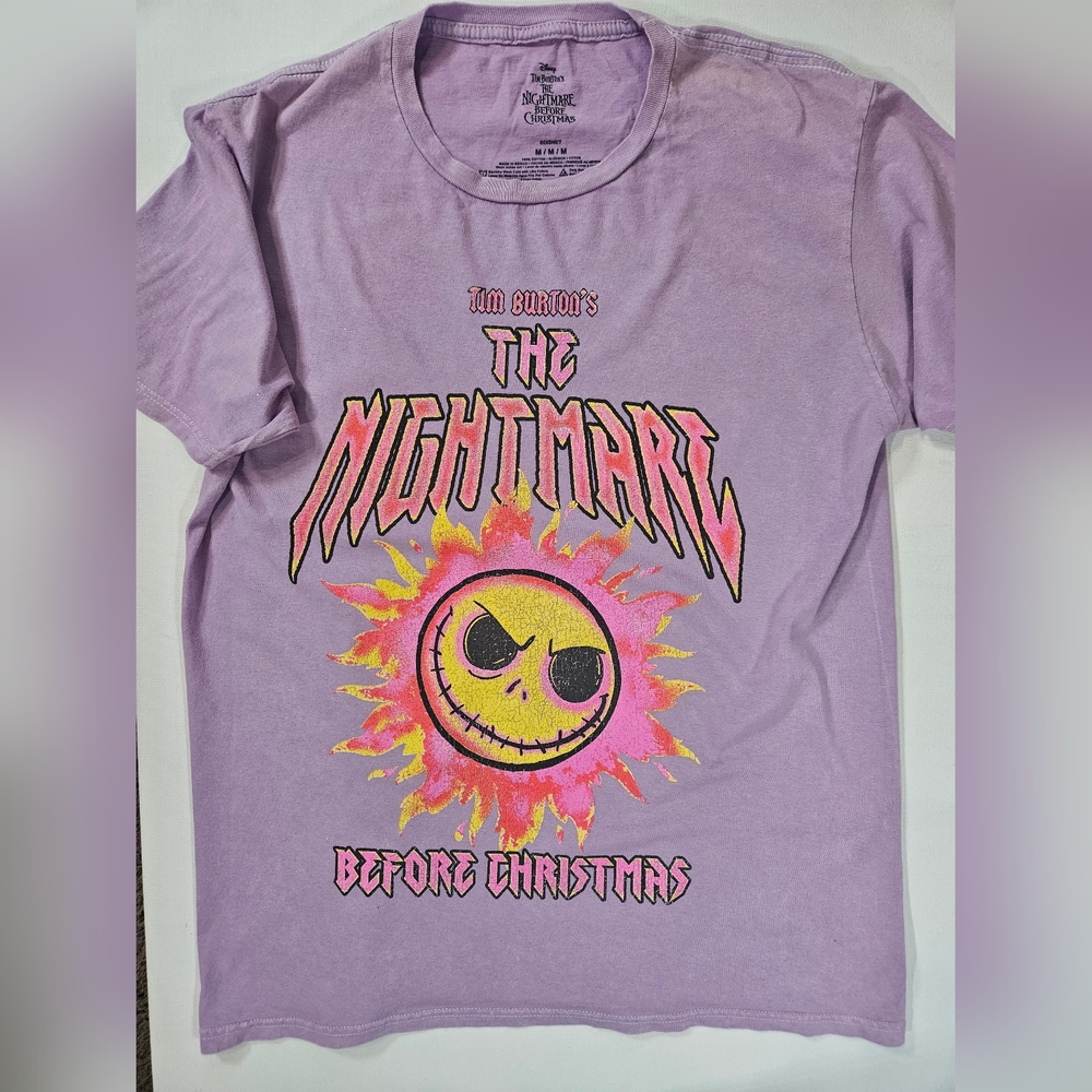 Nightmare Before Christmas Mens T-Shirt Medium Purple Psychedelic Halloween Tee‎